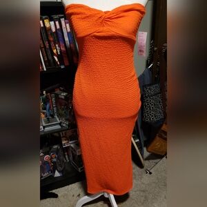 Wild Fable Vibrant Orange Strapless Dress